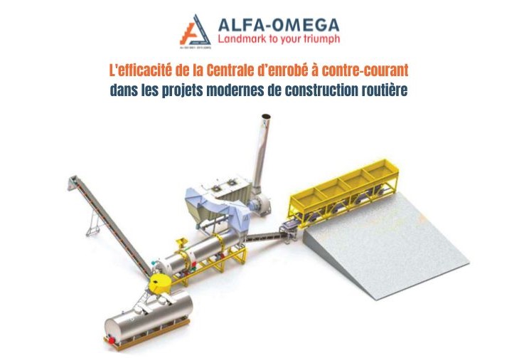 Illustration d'une centrale d’enrobé à contre-courant pour la construction routière.